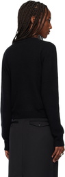 TONYWACK Black Cropped V-Neck Wool Sweater
