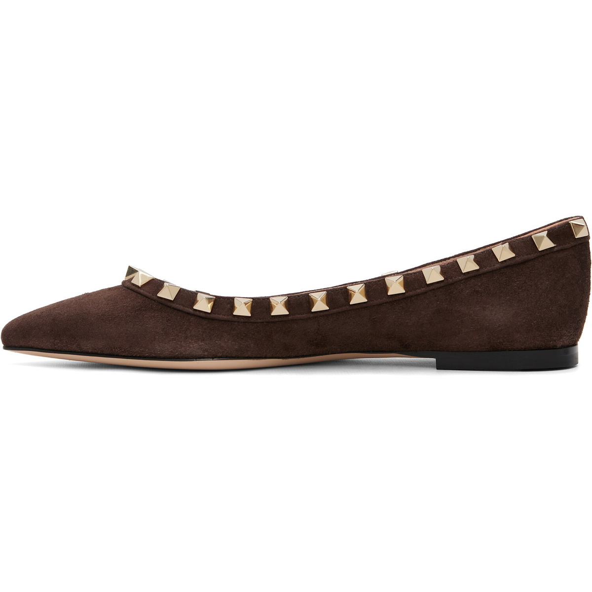 Valentino Garavani Brown Rockstud Ballerina Flats