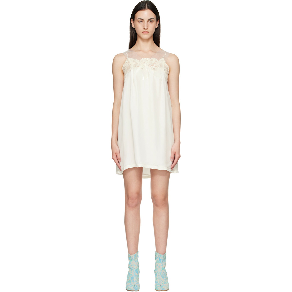 Maison Margiela Off-White Taped Slip Minidress