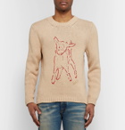 Gucci - Intarsia-Knit Ribbed Cotton Sweater - Men - Cream