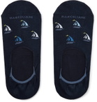 Marcoliani - Invisible Touch Intarsia Cotton-Blend No-Show Socks - Blue