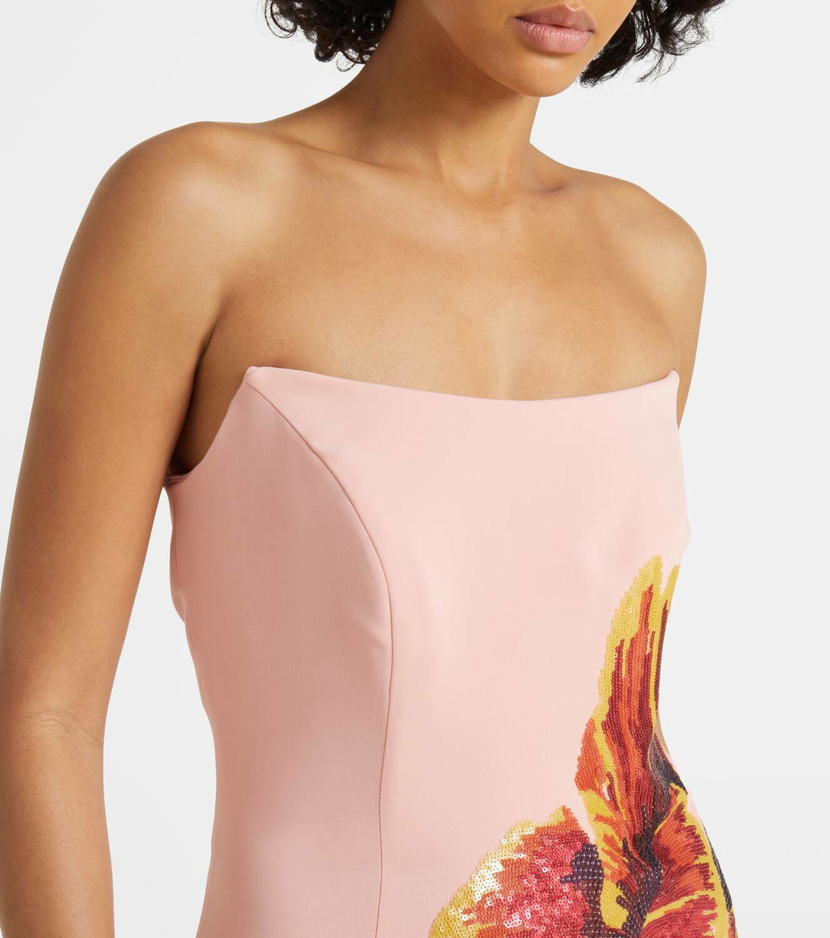 Costarellos Margita floral crêpe corset gown