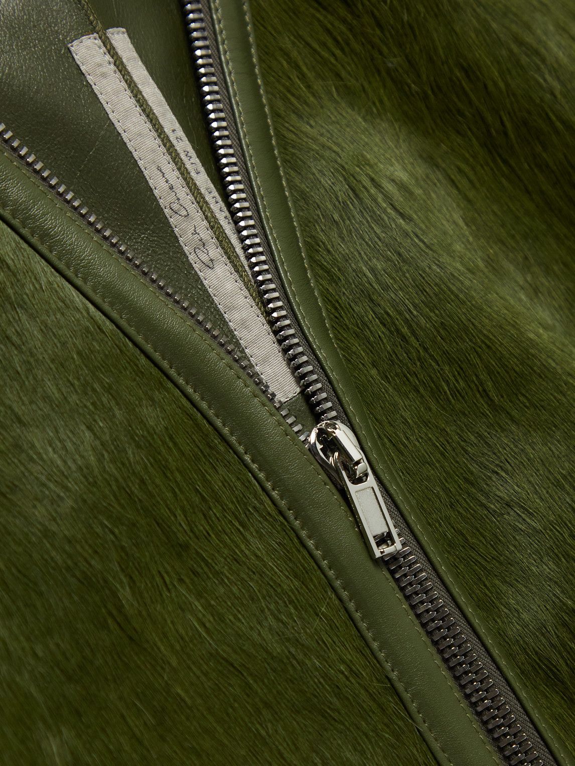 Rick Owens - Klaus Slim-Fit Leather-Trimmed Calf Hair Coat - Green