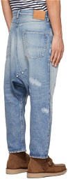 Fumito Ganryu Blue Sarrouel 5-Pocket Jeans