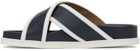 Thom Browne Navy & White Criss-Cross Flat Sandals