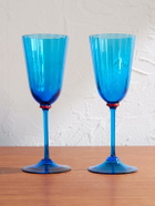 La DoubleJ - Rainbow Set of Two Murano Glass Wine Glasses - Blue