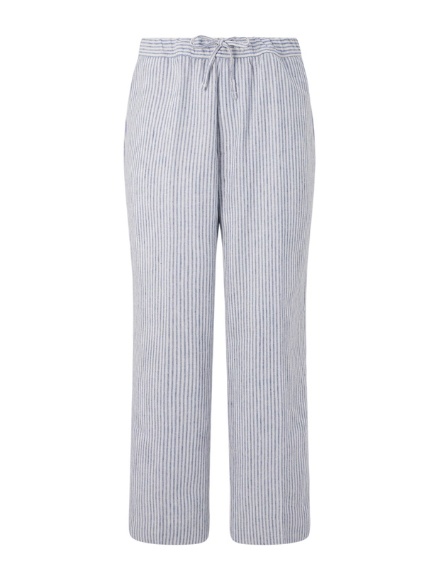 Photo: Officine Générale - Nilson Straight-Leg Striped Linen and Cotton-Blend Trousers - Blue