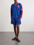 BODE - Lakewood Straight-Leg Logo-Embroidered Striped Jersey Shorts - Blue