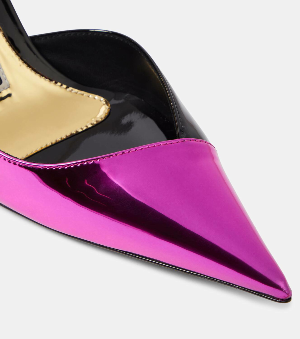 Alexandre Vauthier Metallic faux leather slingback pumps
