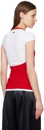 Ferragamo White & Red Layered T-Shirt