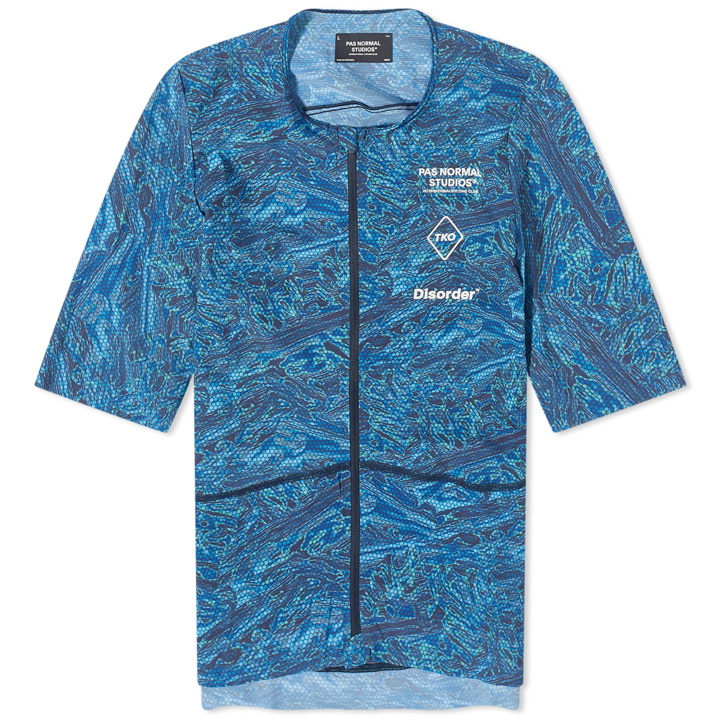 Photo: Pas Normal Studios Men's x T.K.O. Mechanism Pro Jersey in Blue Beehive