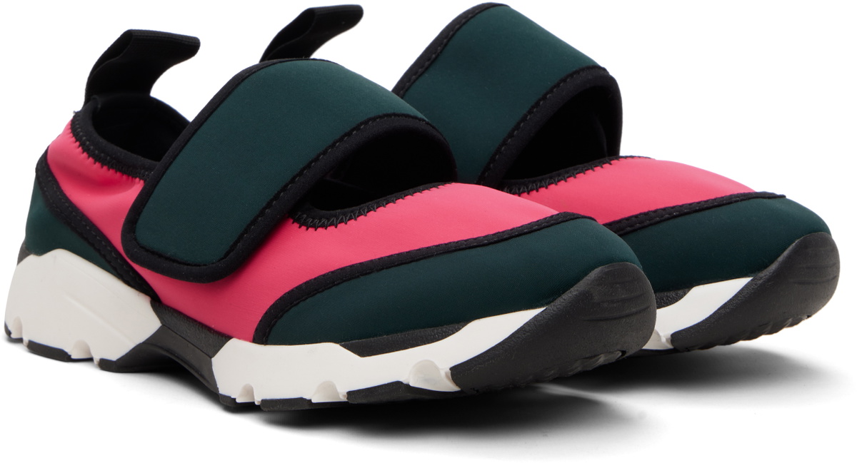 Marni Green & Pink Lyrca Mary Jane Running Sneakers