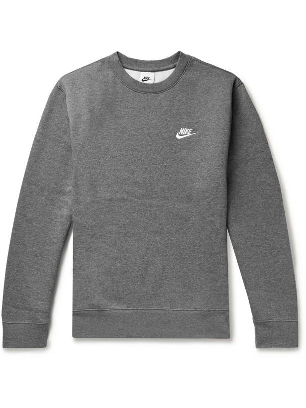Photo: Nike - Sportswear Club Logo-Embroidered Cotton-Blend Tech Fleece Sweatshirt - Gray