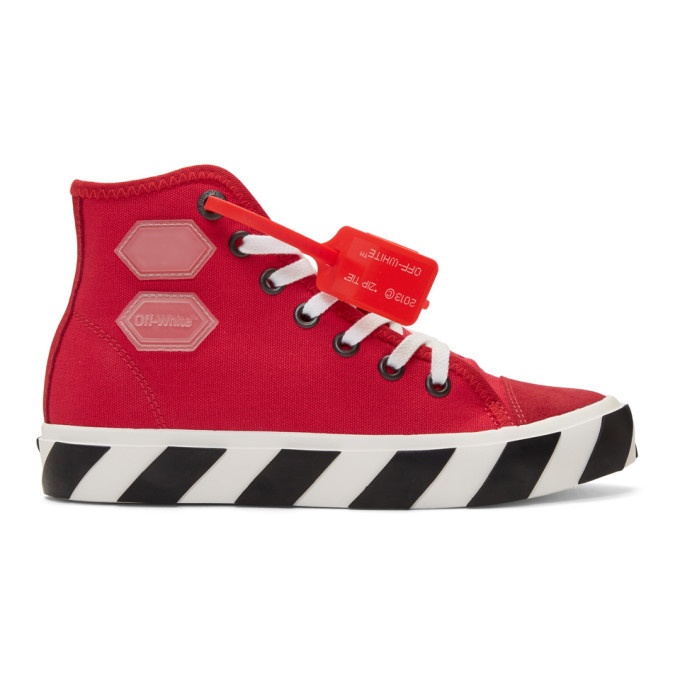 Photo: Off-White Red Vulcanized High-Top Sneakers
