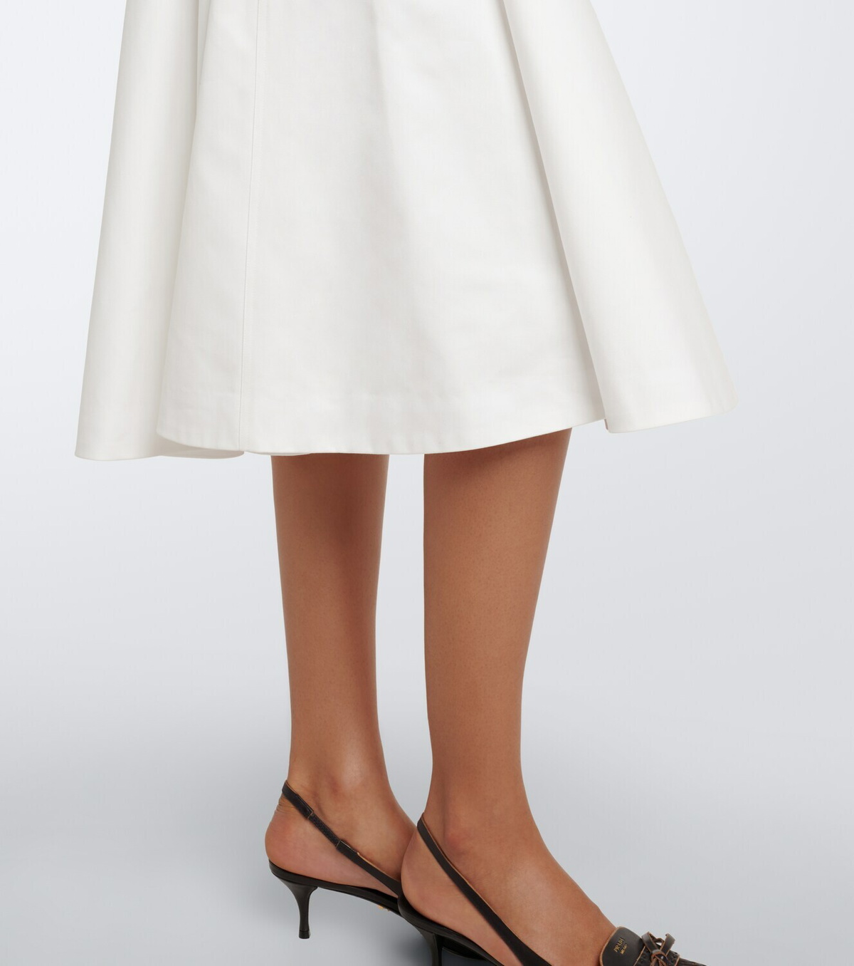 Prada Belted cotton midi skirt