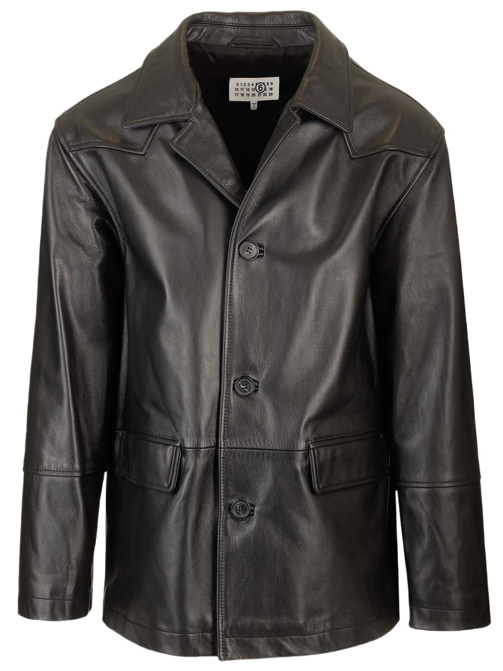【関税&送料込み】Mm6 Maison Margiela Black Leather Jacket MM6 Maison Margiela Black Pinched Seams Leather Jacket MM6