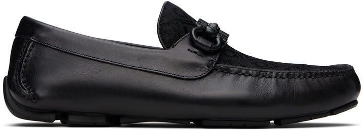 Photo: Ferragamo Black Gancini Ornament Driver Loafers