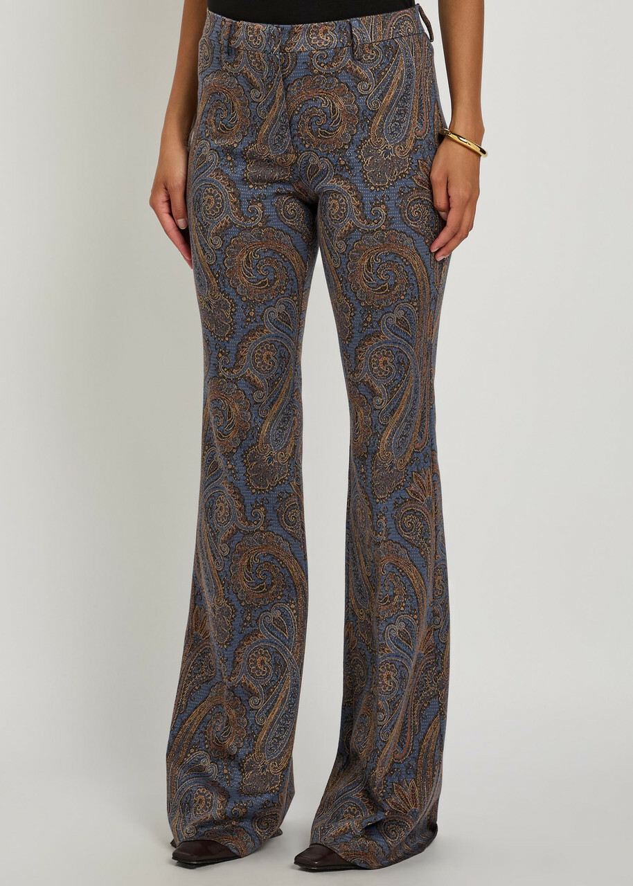 Etro Paisley-jacquard Flared-leg Trousers Multicoloured