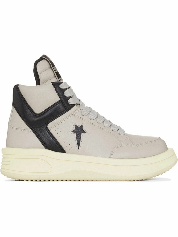 Photo: Rick Owens - Converse Turbowpn Leather High-Top Sneakers - White