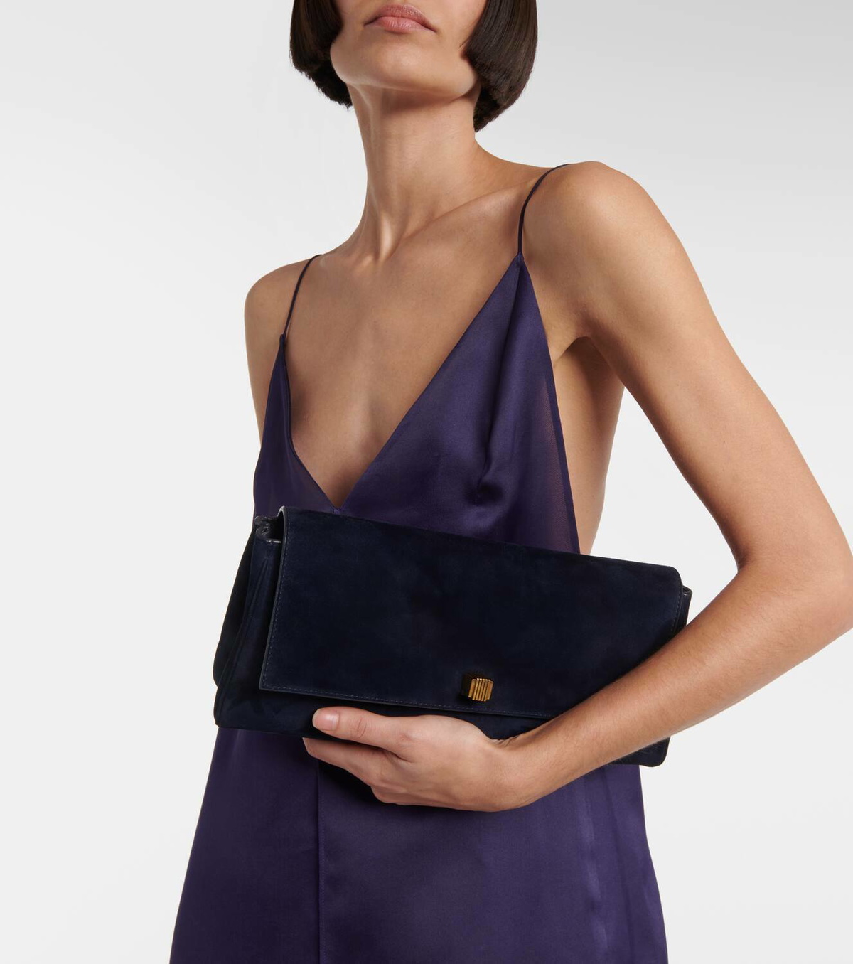 Sister ME Wide Suede Clutch With Chain Khaki main image 1
