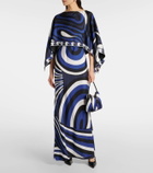 Pucci Iride silk twill slip dress and cape