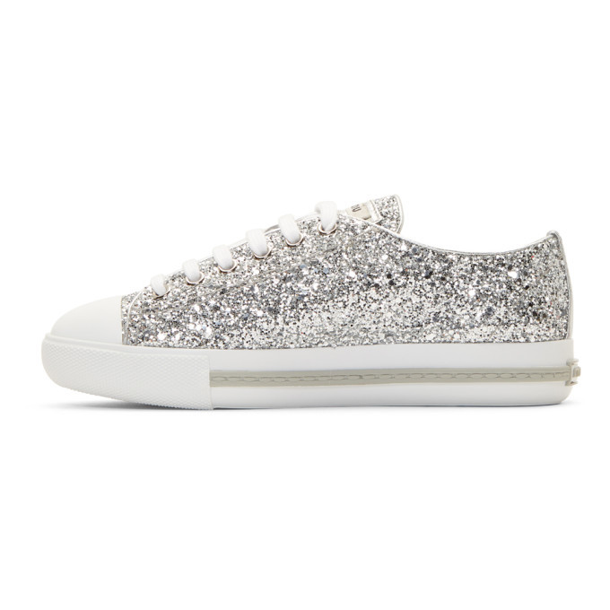 Miu Miu Silver Glitter Sneakers Miu Miu