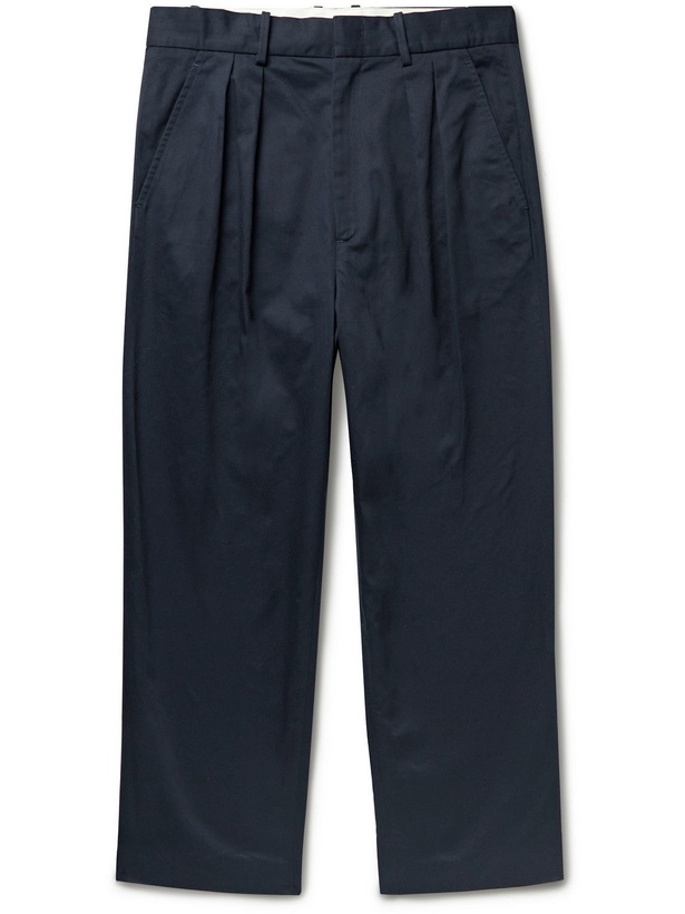 Photo: Isabel Marant - Niouflow Wide-Leg Pleated Cotton Trousers - Blue