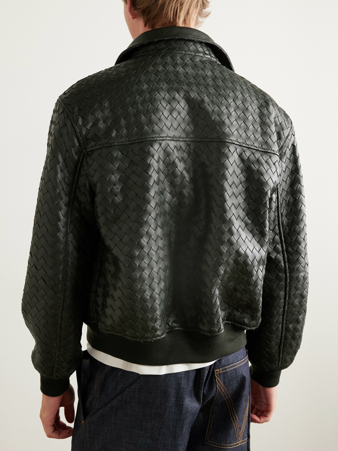 Bottega Veneta - Intrecciato Leather Blouson Jacket - Green