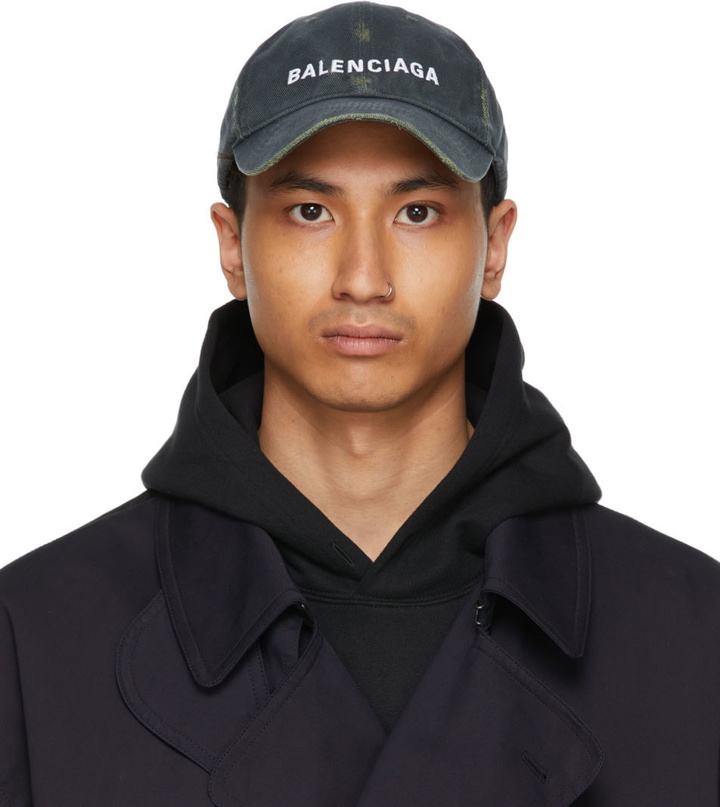 Photo: Balenciaga Green Destroyed Logo Cap