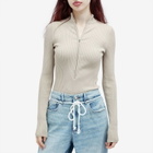 Good American Women's Virgo Rib Half Zip Body in Short Bread
