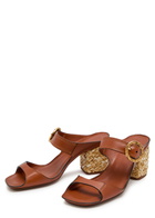 Zimmermann Solena 65 Leather and Raffia Mules Brown