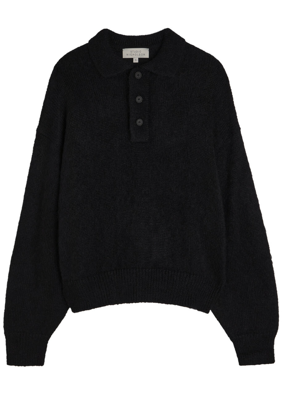 Studio Nicholson Navy Kelvin V-Neck Sweater Studio Nicholson