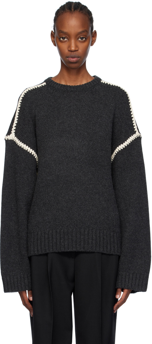 TOTEME Gray Embroidered Sweater Toteme