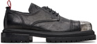 424 Black Washed Leather Derbys