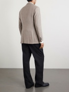 Saman Amel - Slim-Fit Basketweave Wool, Silk and Linen-Blend Blazer - Gray