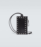 Valentino Garavani Rockstud leather card holder with strap