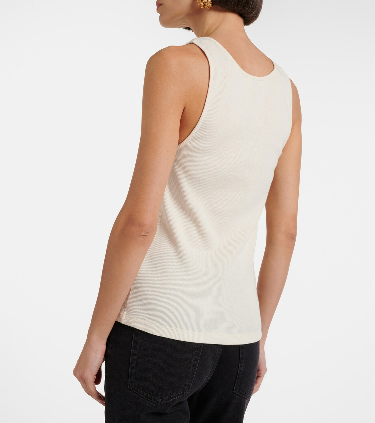 Saint Laurent Cassandre ribbed-knit cotton tank top