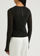 Alice + Olivia Delaina Embellished Tulle top Black