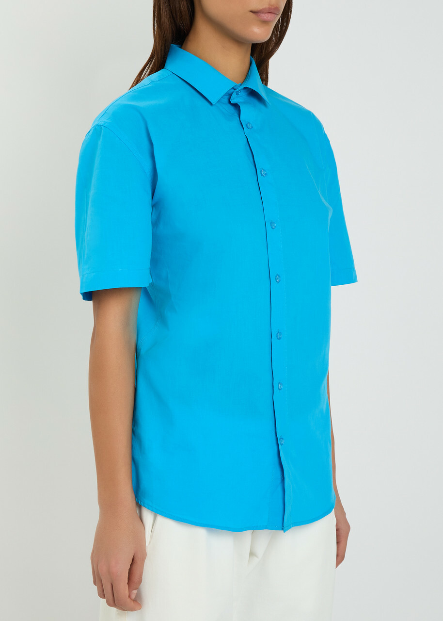 Bettter Cut out Cotton-blend Shirt Blue