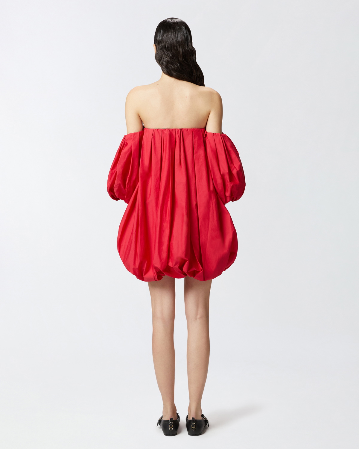 Pinko Poplin Balloon Mini Dress Salsa Red Pinko
