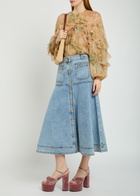 Zimmermann Panelled Denim Midi Skirt Light Blue