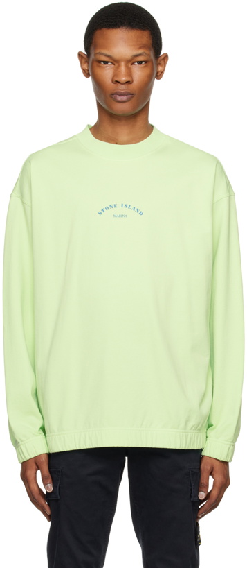 Photo: Stone Island Green Garment-Dyed Sweatshirt