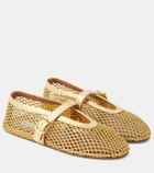 Alaïa Fishnet metallic leather ballet flats