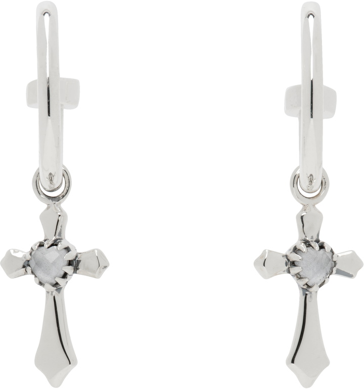 Photo: Stolen Girlfriends Club SSENSE Exclusive Silver Gothic Side Cross Anchor Earrings