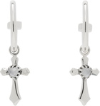 Stolen Girlfriends Club SSENSE Exclusive Silver Gothic Side Cross Anchor Earrings