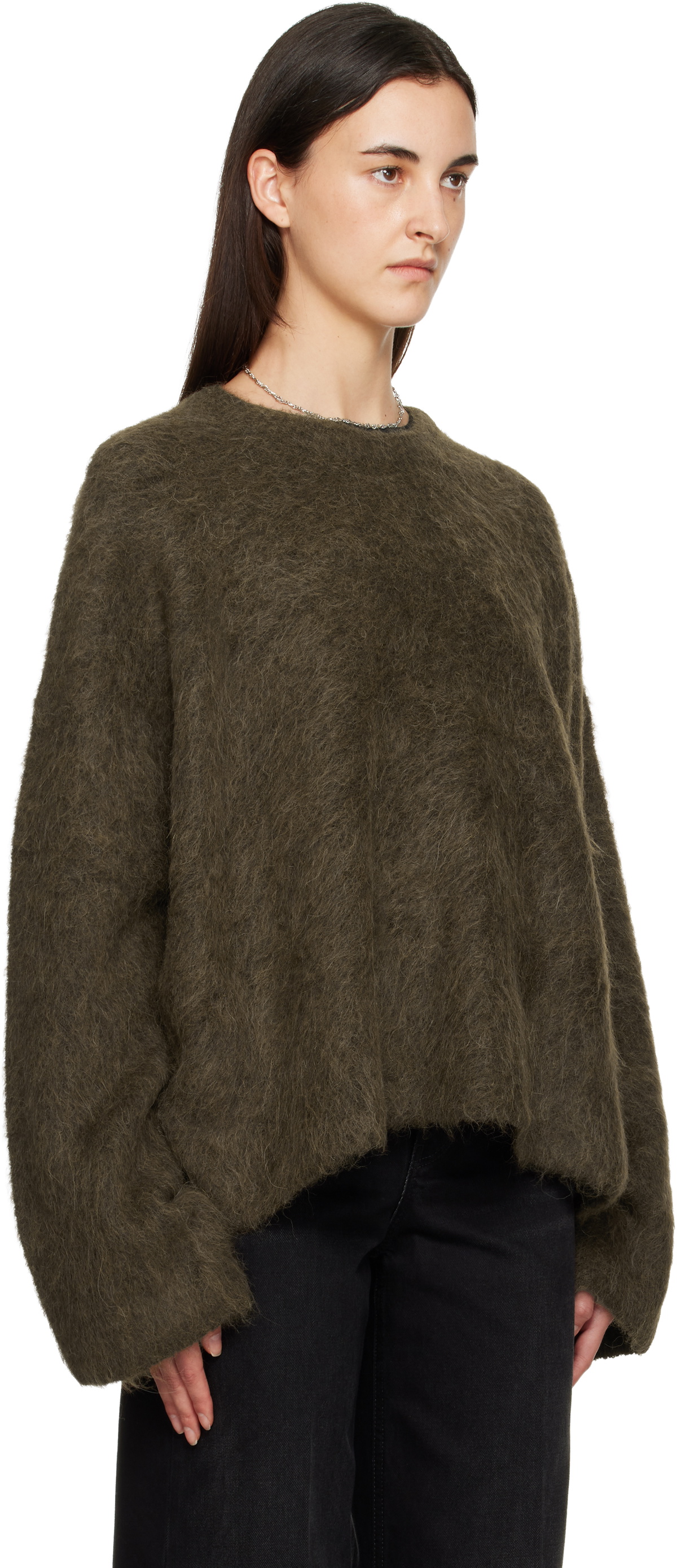 TOTEME Brown Boxy Alpaca Knit Sweater