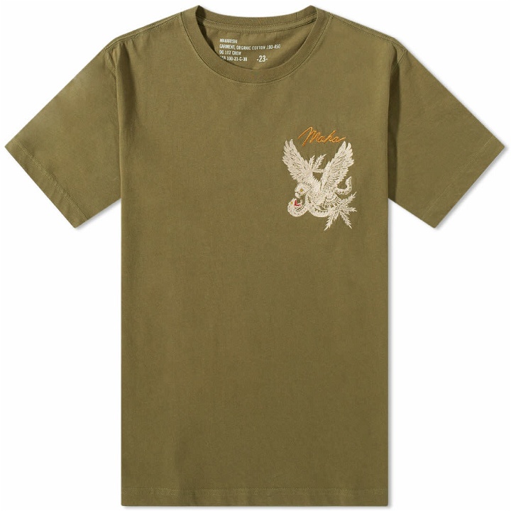 Photo: Maharishi Men's Maha Eagle vs Snake Embroided T-Shirt in Olive