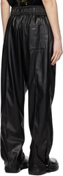 Wooyoungmi Black Drawstring Faux-Leather Trousers