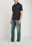 Emporio Armani Logo-embroidered Jersey Polo Shirt Navy