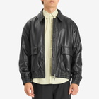 Studio Nicholson Men's Leather Bomber Jacket in Black